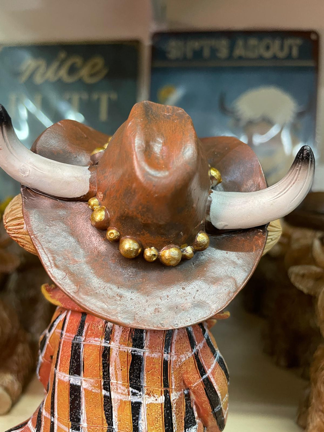 Brown Highland Cow with Cowboy hat Ornament