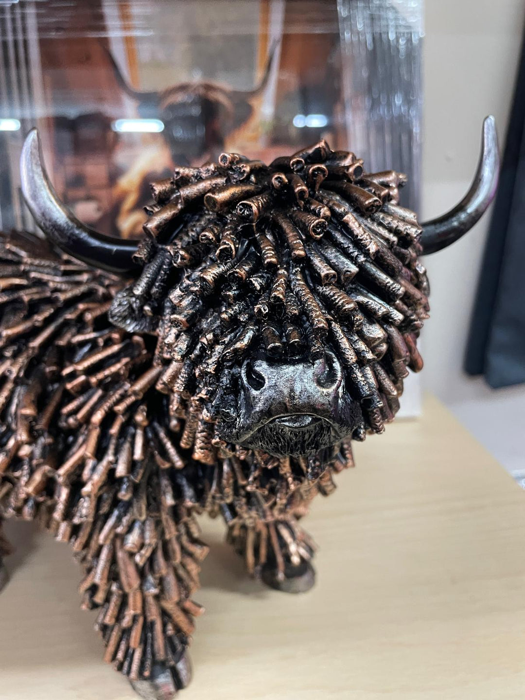 Bold Highland Cow bronze rustic cattle ornament