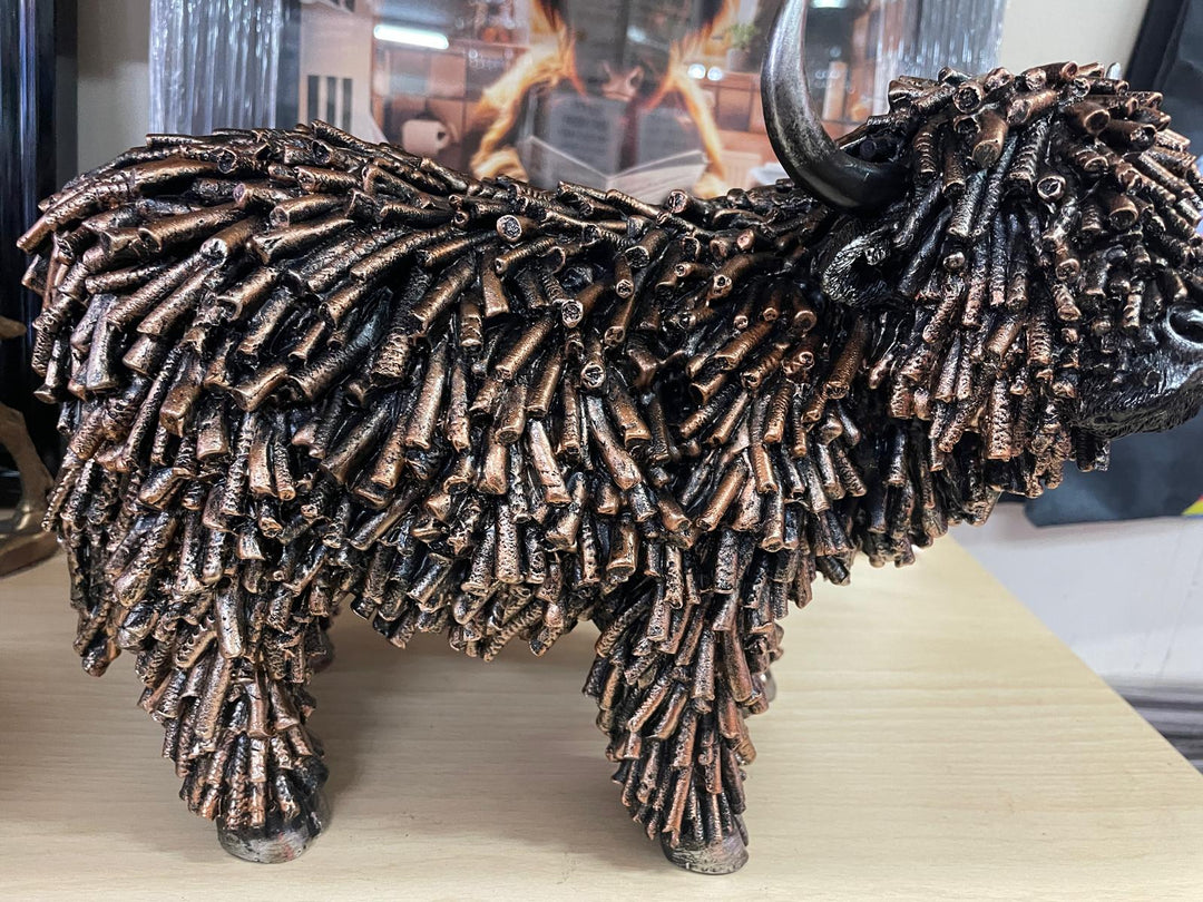 Bold Highland Cow bronze rustic cattle ornament