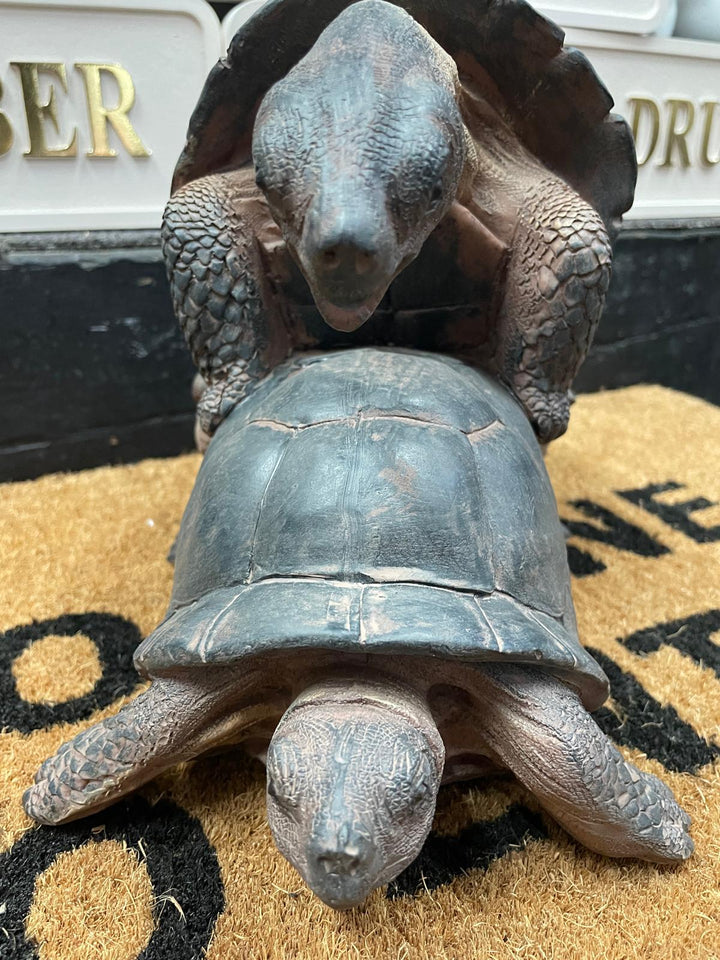 Happy tortoise grey resin cheeky ornament