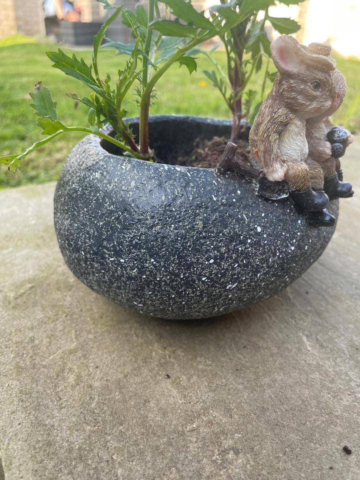 2 Rabbits trough Planter resin garden decorative