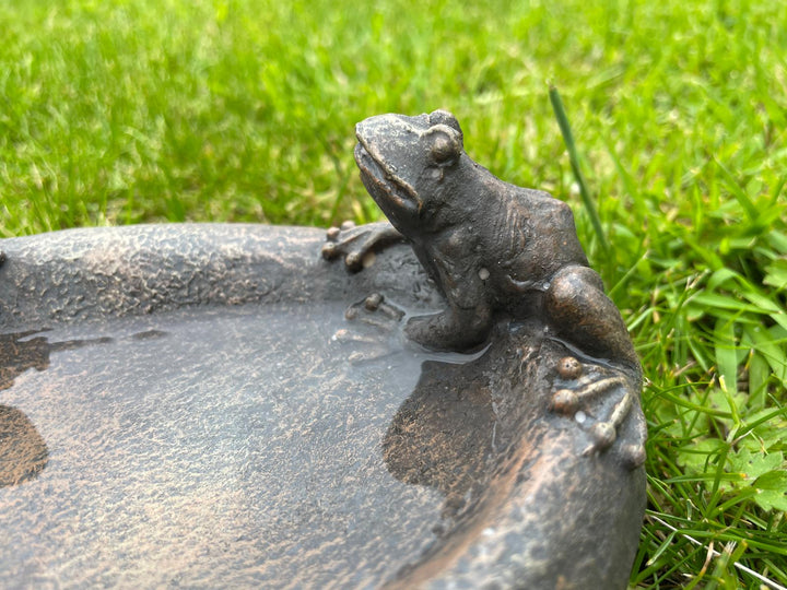 Two frogs bird feeder garden decor ornament