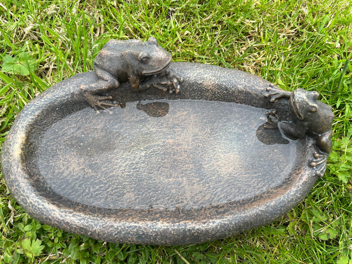 Two frogs bird feeder garden decor ornament