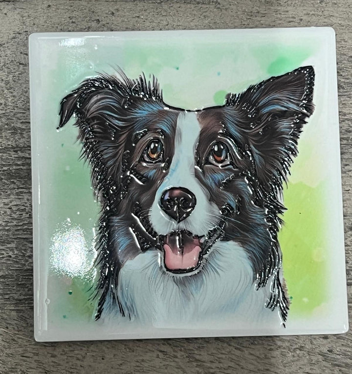 Dog breeds coasters handpainted tube lined artwork ceramic square cork backing