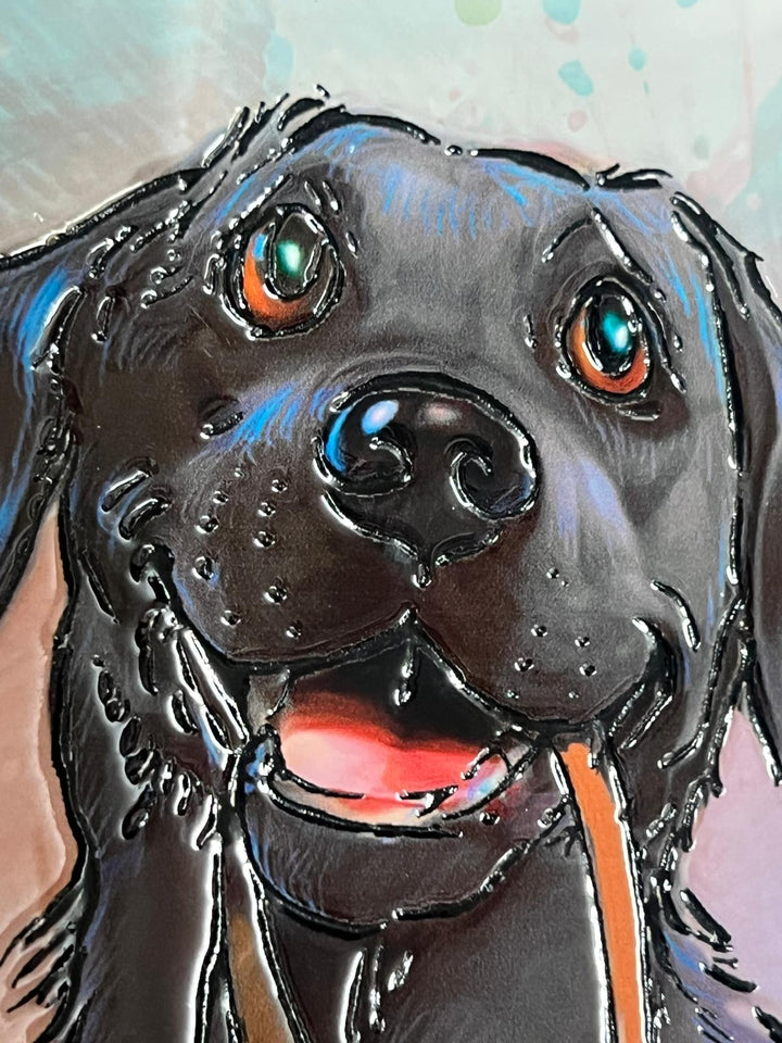 Dog breeds coasters handpainted tube lined artwork ceramic square cork backing