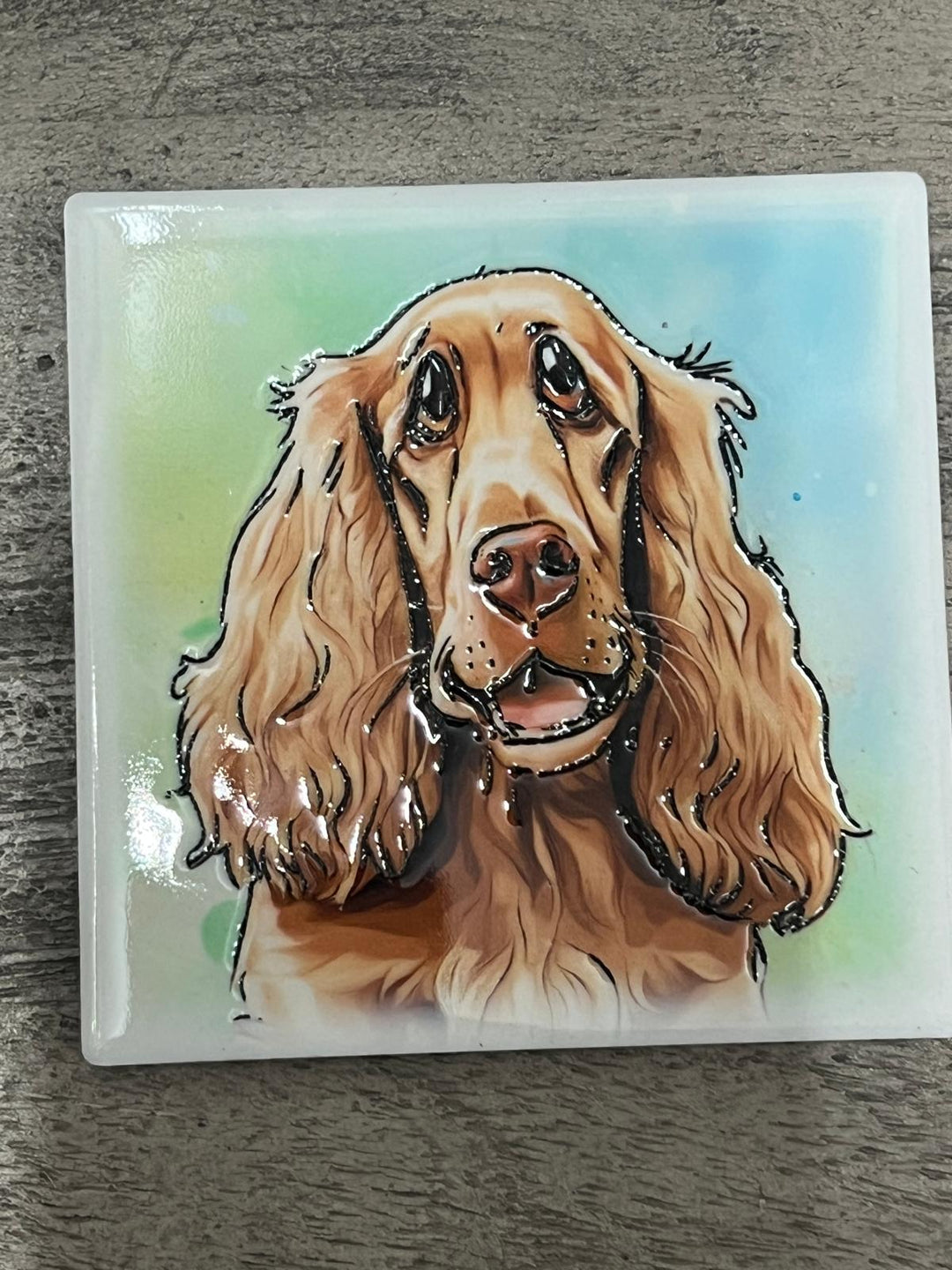 Dog breeds coasters handpainted tube lined artwork ceramic square cork backing
