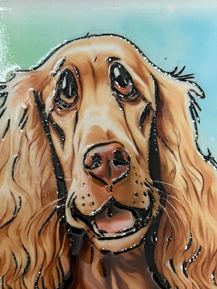 Dog breeds coasters handpainted tube lined artwork ceramic square cork backing