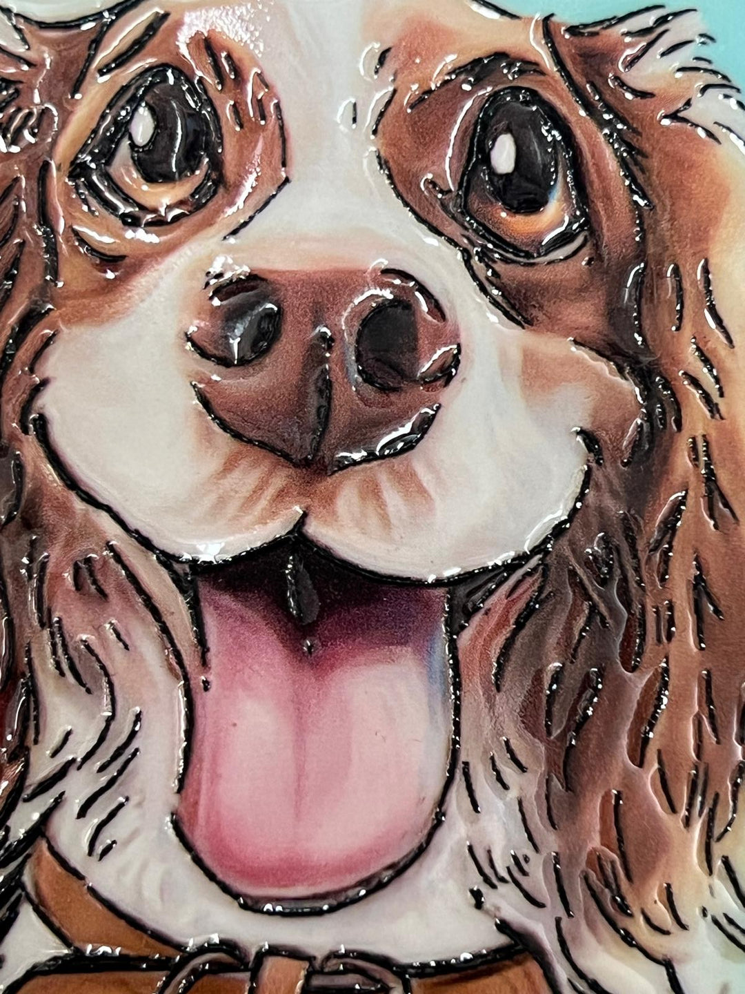 Dog breeds coasters handpainted tube lined artwork ceramic square cork backing