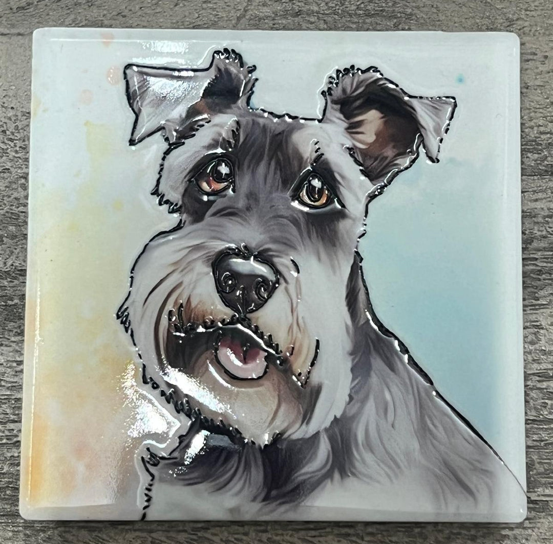 Dog breeds coasters handpainted tube lined artwork ceramic square cork backing
