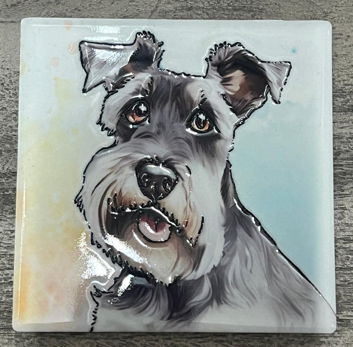 Dog breeds coasters handpainted tube lined artwork ceramic square cork backing