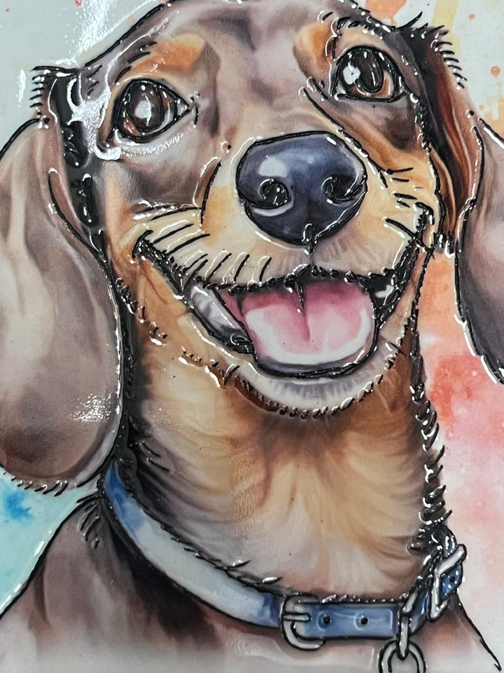 Dog breeds coasters handpainted tube lined artwork ceramic square cork backing