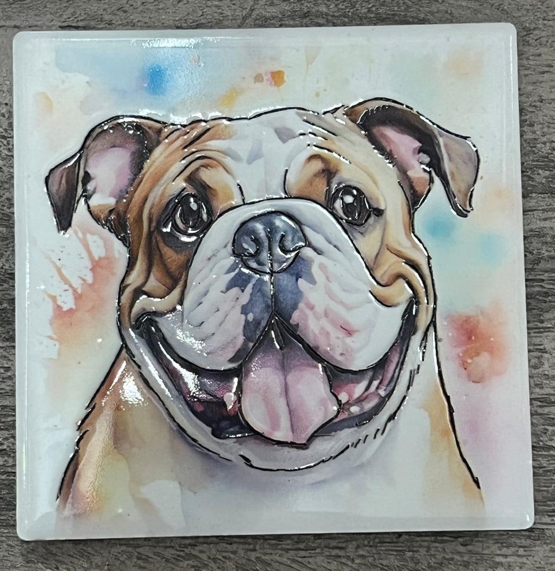 Dog breeds coasters handpainted tube lined artwork ceramic square cork backing