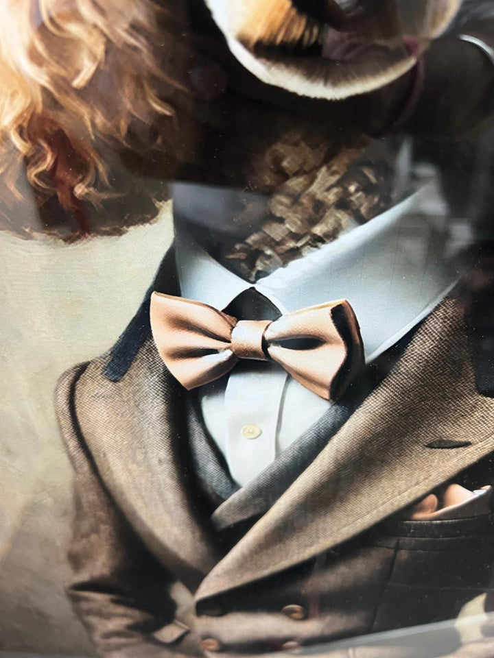 Black framed poodle dog in a suit& bow decorative picture