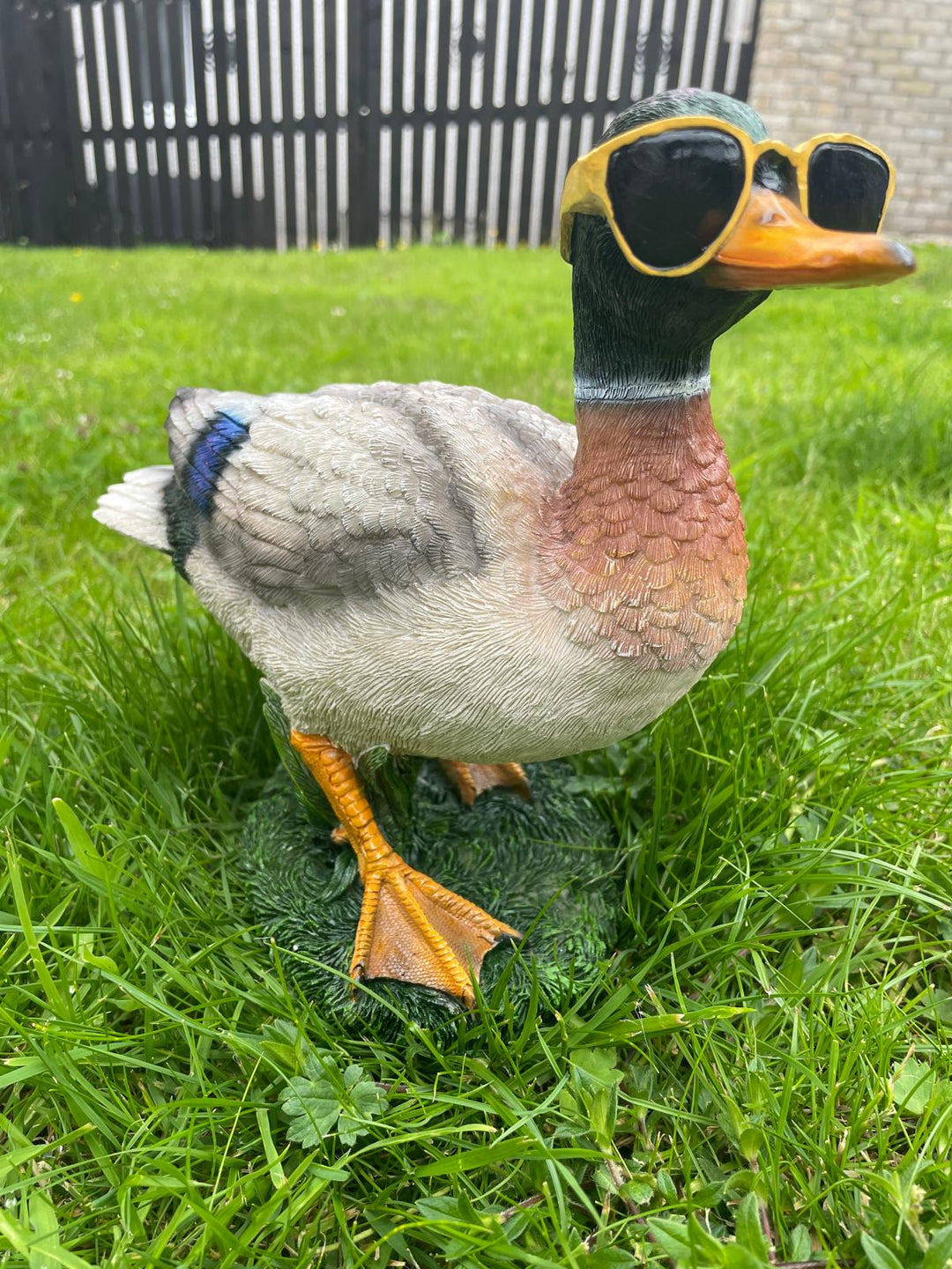 Cool ducks in shades on a stand garden ornaments