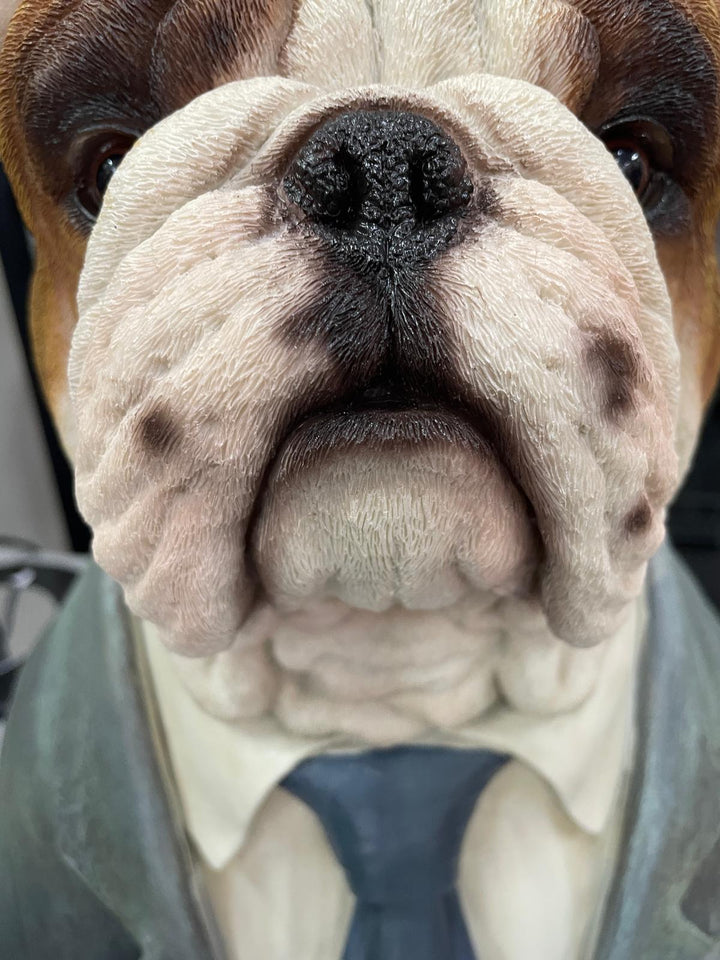 Bulldog Bust Resin Ornament in Suit Quirky Home Décor