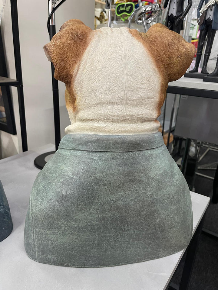 Bulldog Bust Resin Ornament in Suit Quirky Home Décor