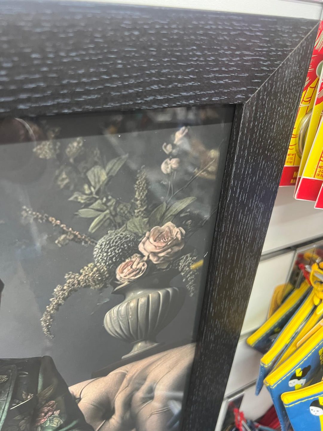 Black & gold step framed Beagle dog in green floral suit picture