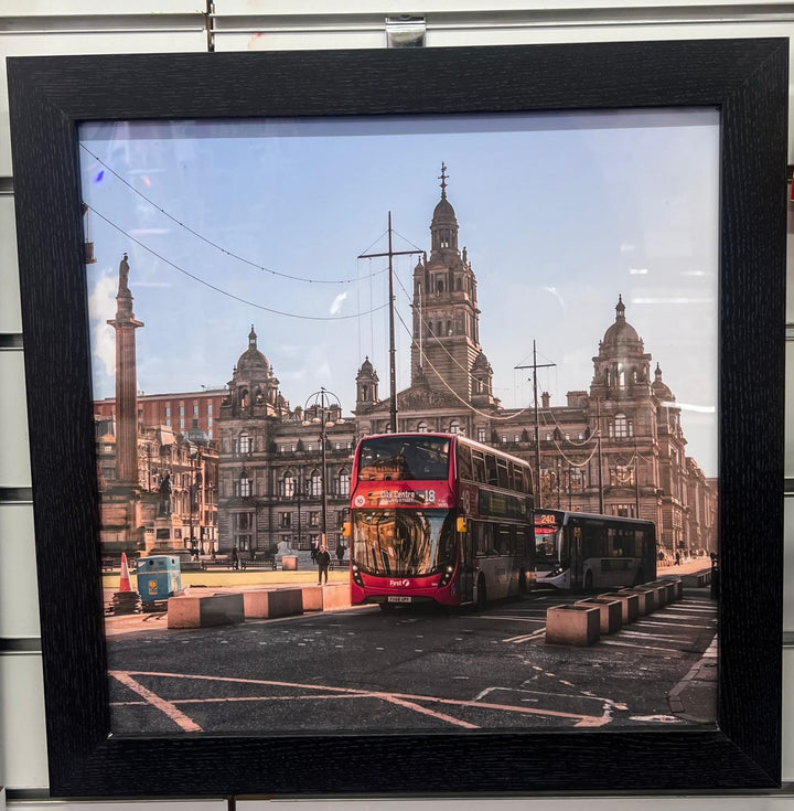 George Square Glasgow & bus black framed home décor picture