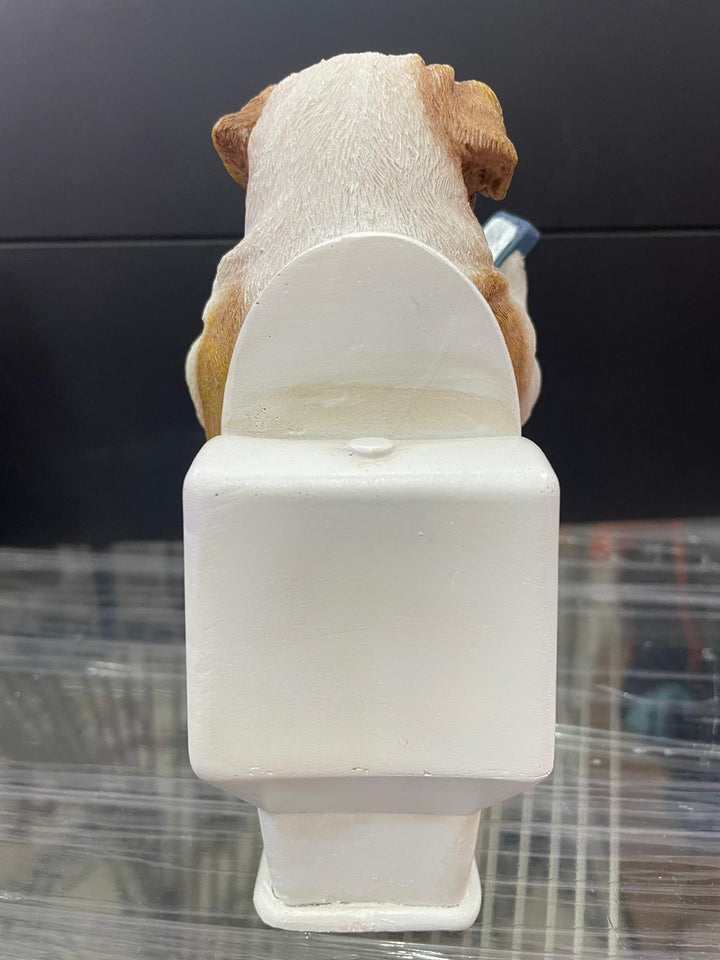Dogs sitting on the loo with mobile phones quirky ornament