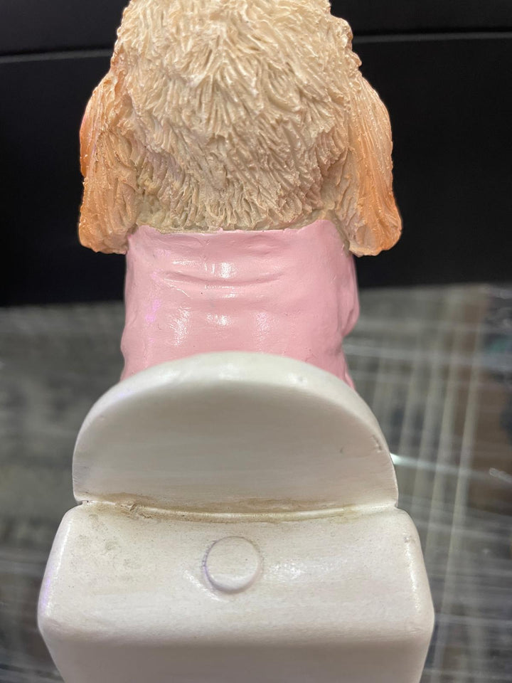 Dogs sitting on the loo with mobile phones quirky ornament