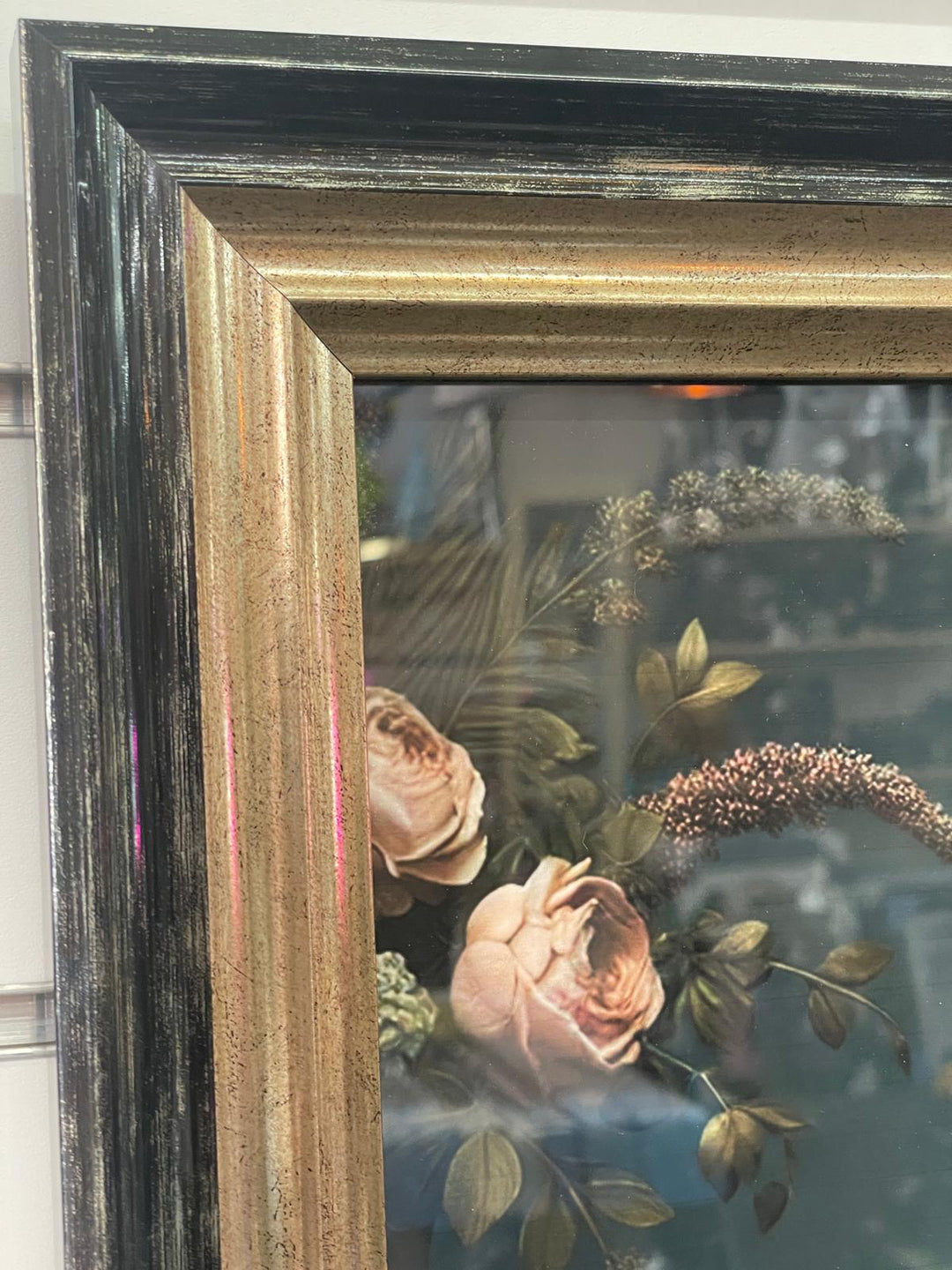 2 Tone Black & Gold step frame Bulldog floral blue suit picture