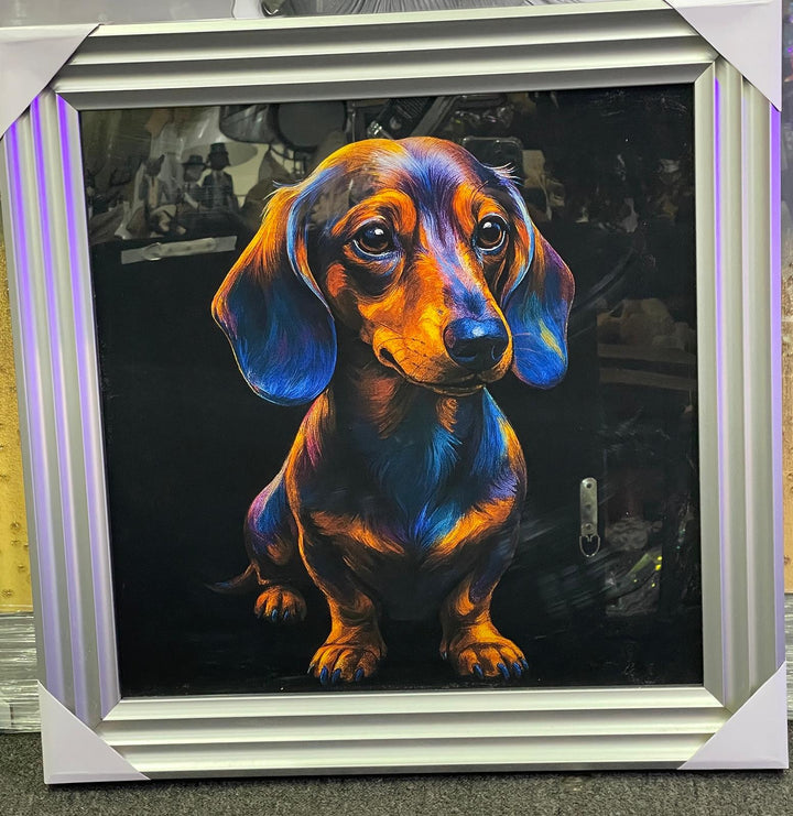 Silver step framed Multi colour dog breeds splash of colour pictures wall art