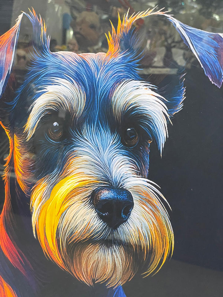 Silver step framed Multi colour dog breeds splash of colour pictures wall art
