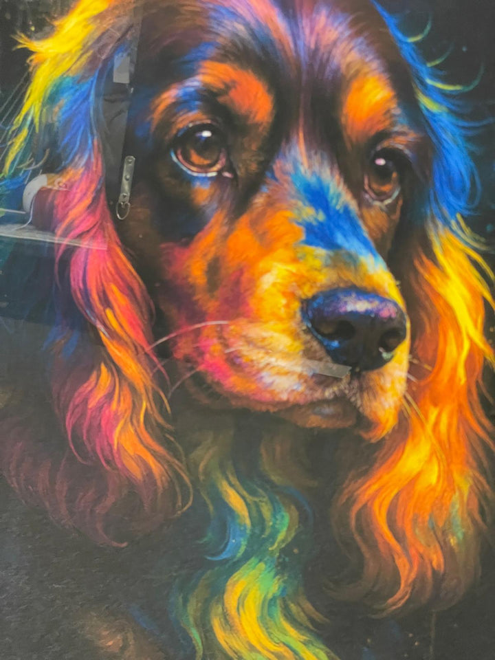 Silver step framed Multi colour dog breeds splash of colour pictures wall art
