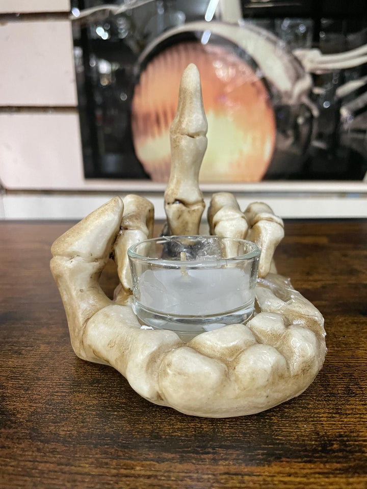 Skeleton Up Yours finger candle holder quirky ornament