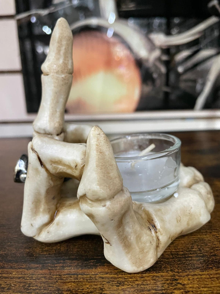 Skeleton Up Yours finger candle holder quirky ornament