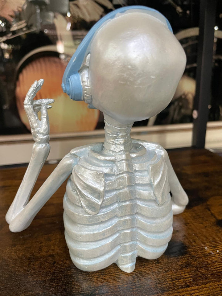 Skeleton with pink or blue headphones quirky ornament