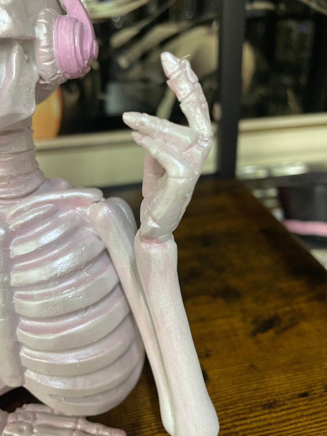 Skeleton with pink or blue headphones quirky ornament