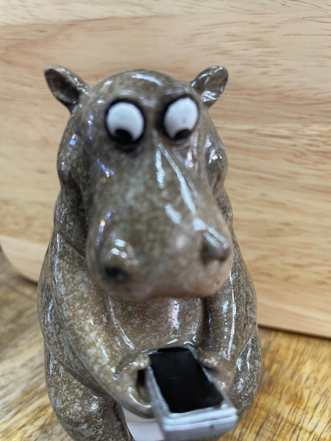 Hippopotamus in tub, on the toilet mobile phone ornament quirky toilet bathroom