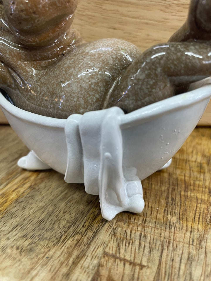 Hippopotamus in tub, on the toilet mobile phone ornament quirky toilet bathroom