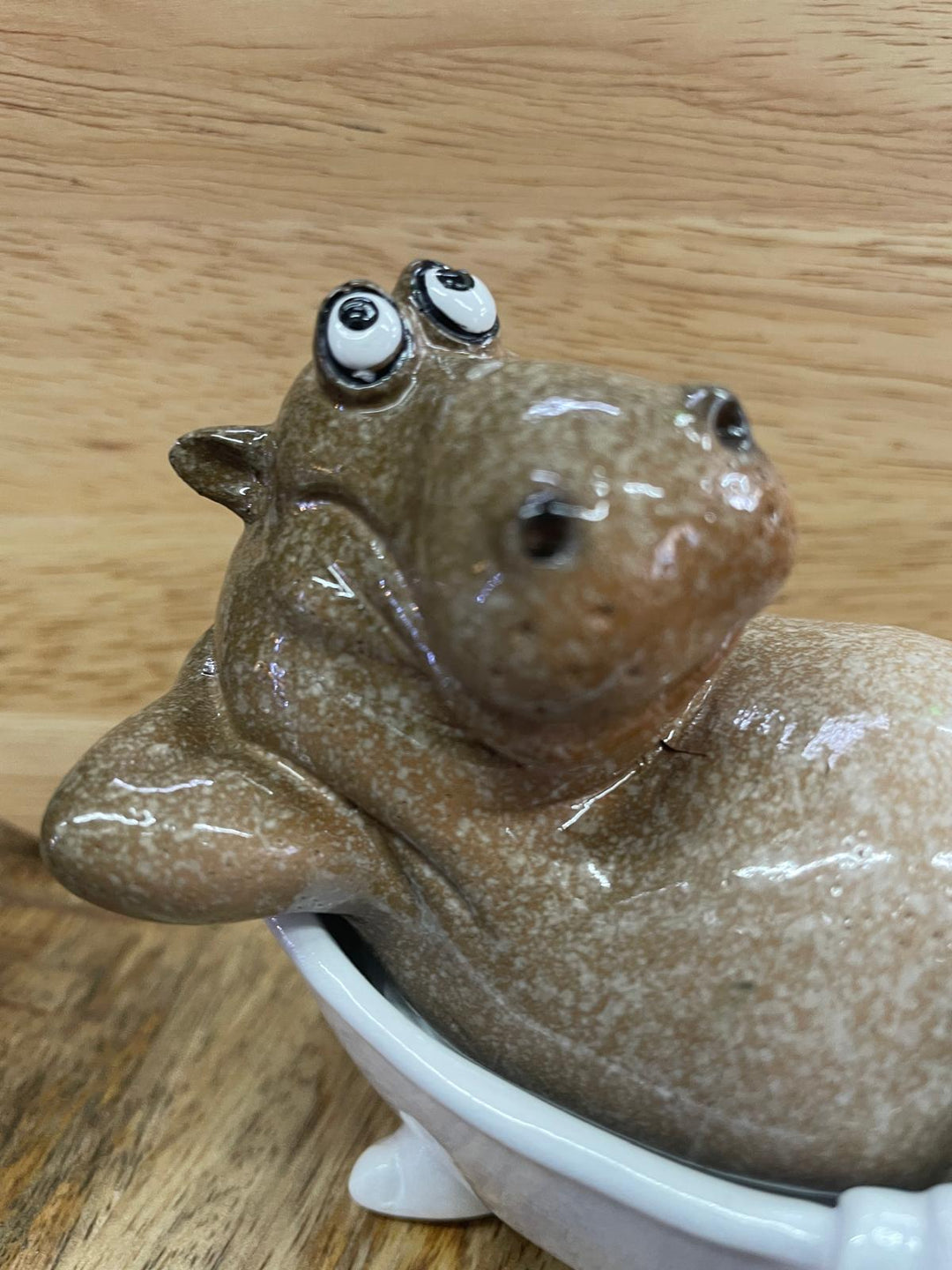Hippopotamus in tub, on the toilet mobile phone ornament quirky toilet bathroom