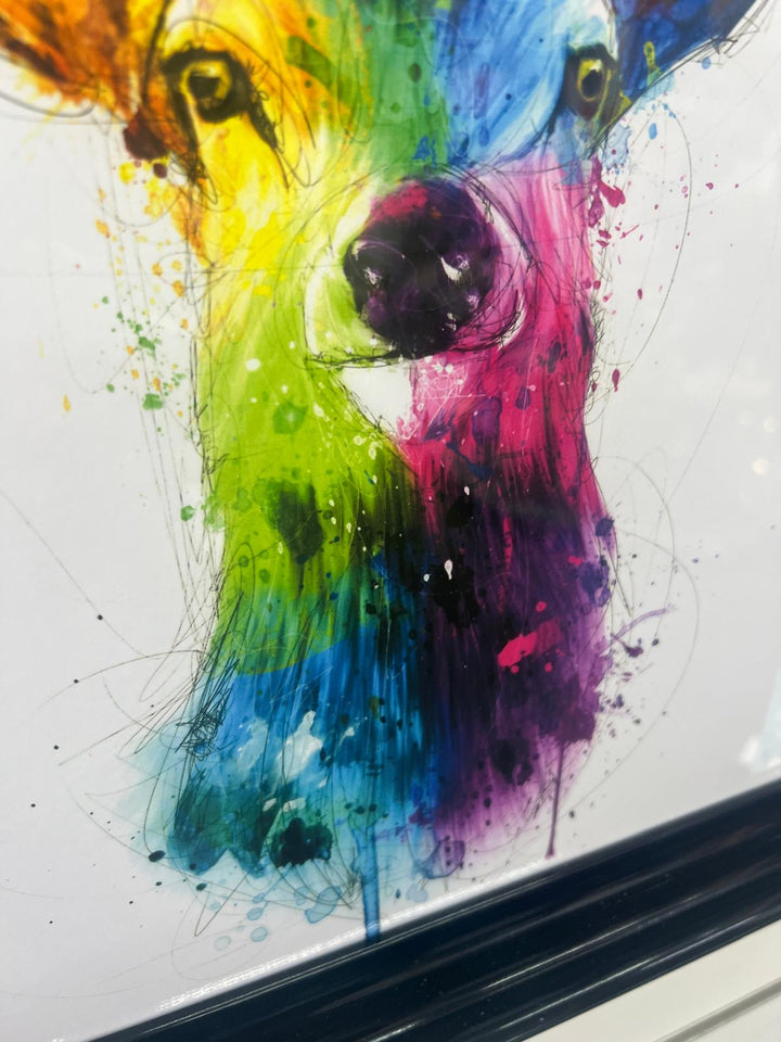Black Frame step Stag face multi colour wall art picture