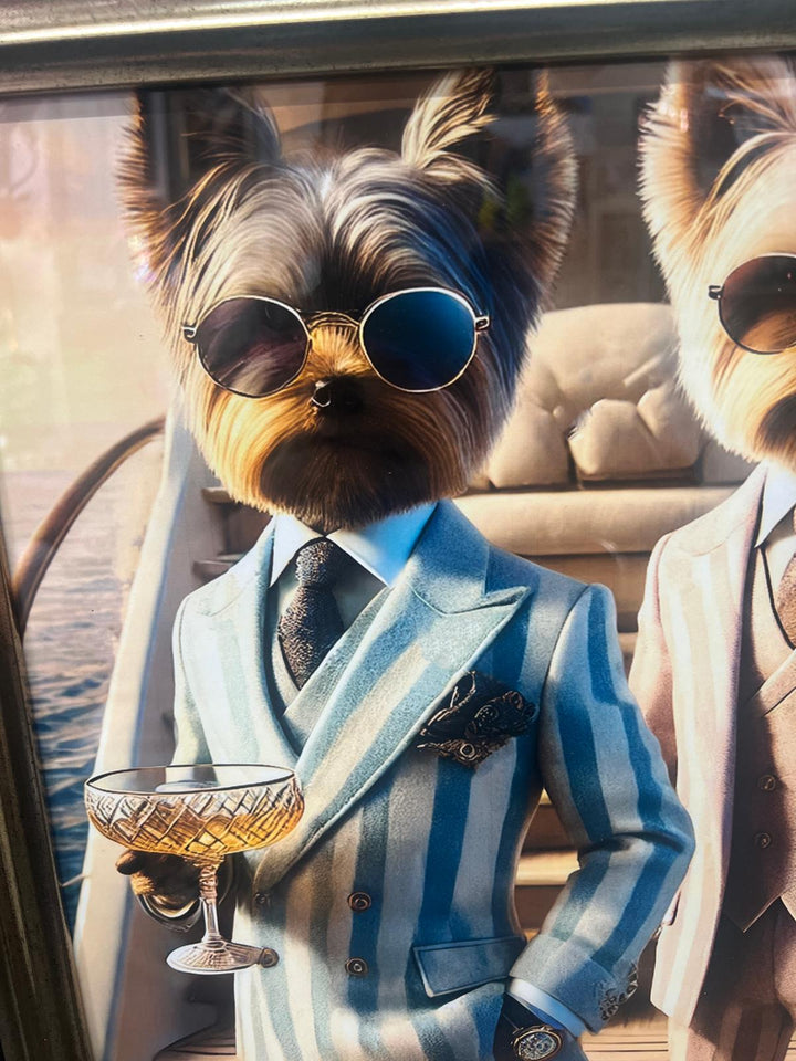 Black Gold framed Yorkshire Terrier suit boat picture