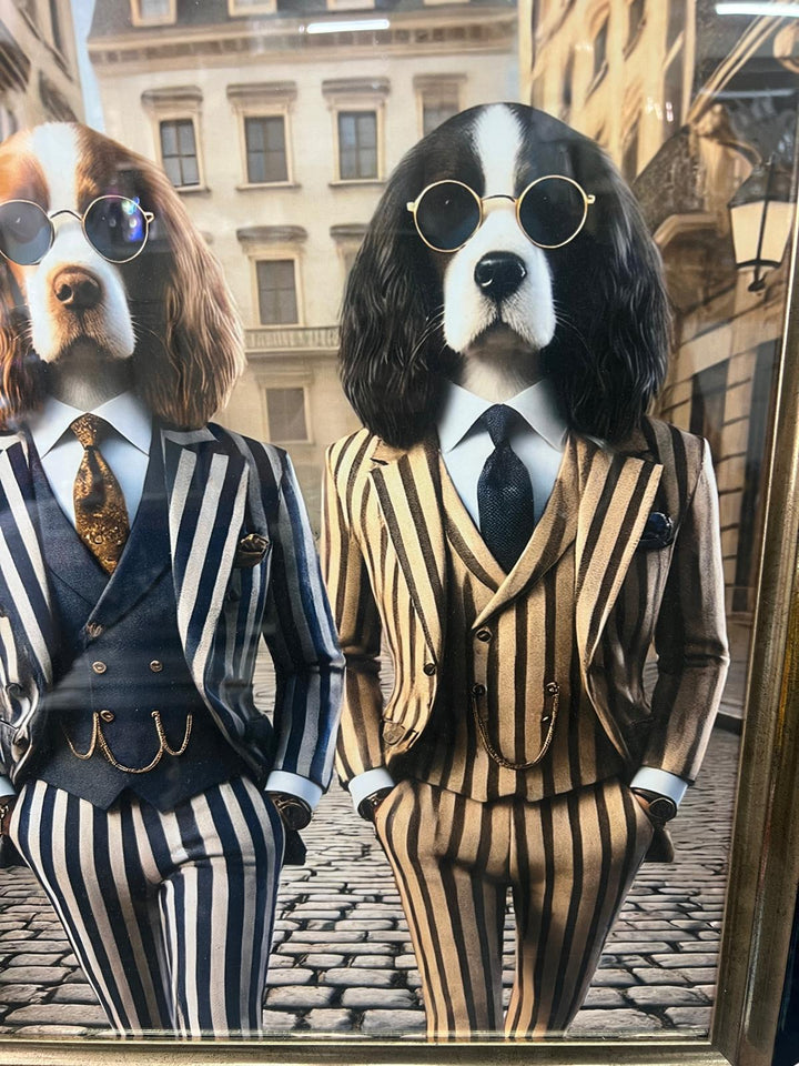 Black Gold framed Springer Spaniel suit boat picture