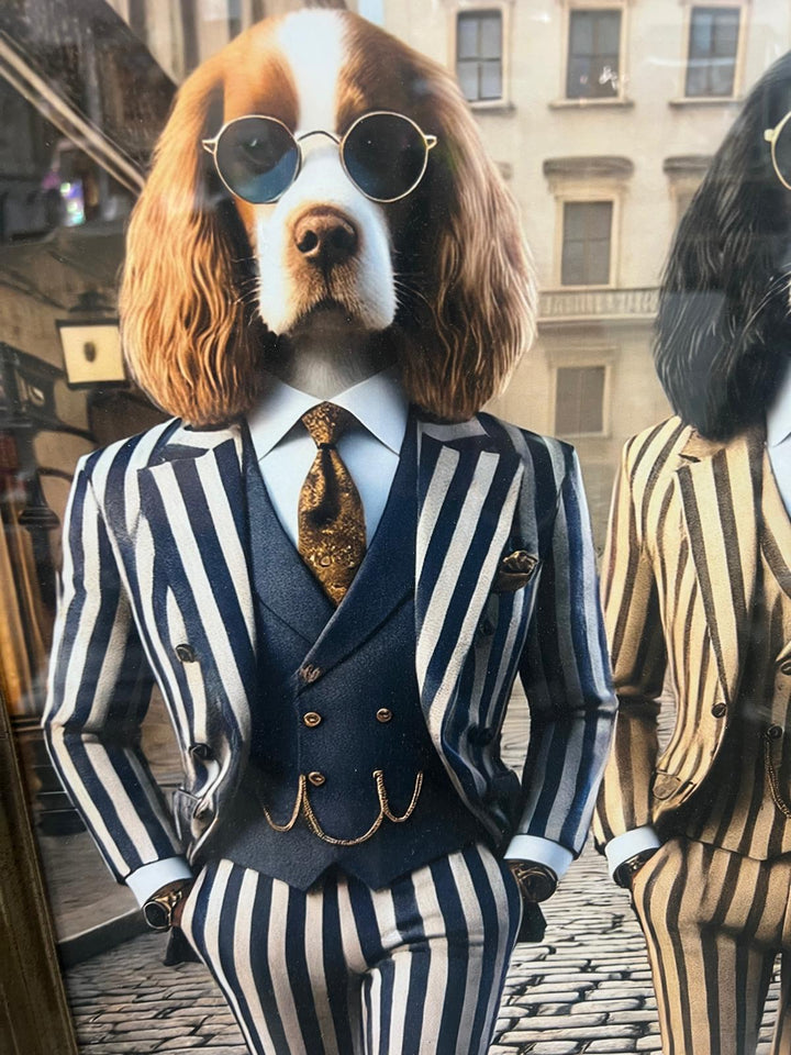 Black Gold framed Springer Spaniel suit boat picture