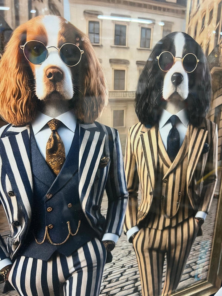 Black Gold framed Springer Spaniel suit boat picture