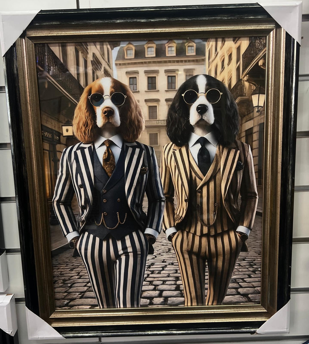 Black Gold framed Springer Spaniel suit boat picture