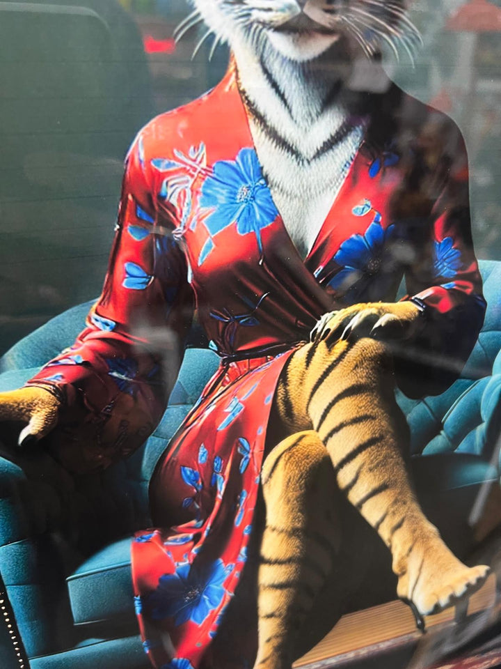Tiger Green/Tigress Blue Floral Suit Quirky Framed picture