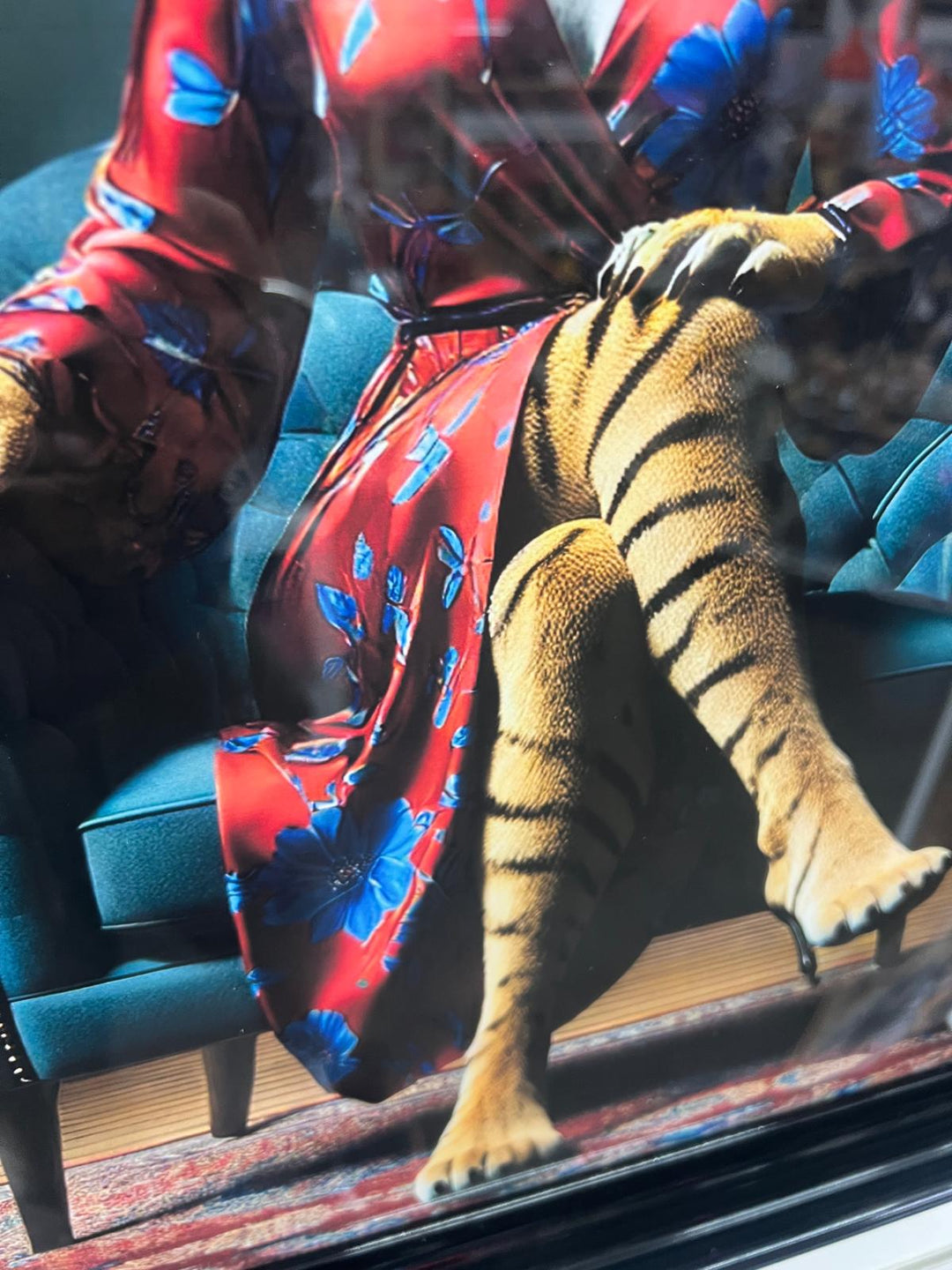 Tiger Green/Tigress Blue Floral Suit Quirky Framed picture