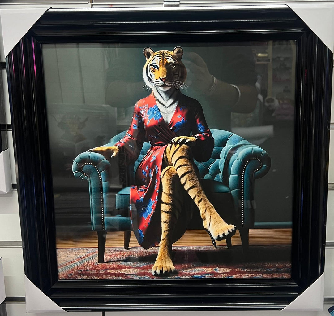 Tiger Green/Tigress Blue Floral Suit Quirky Framed picture