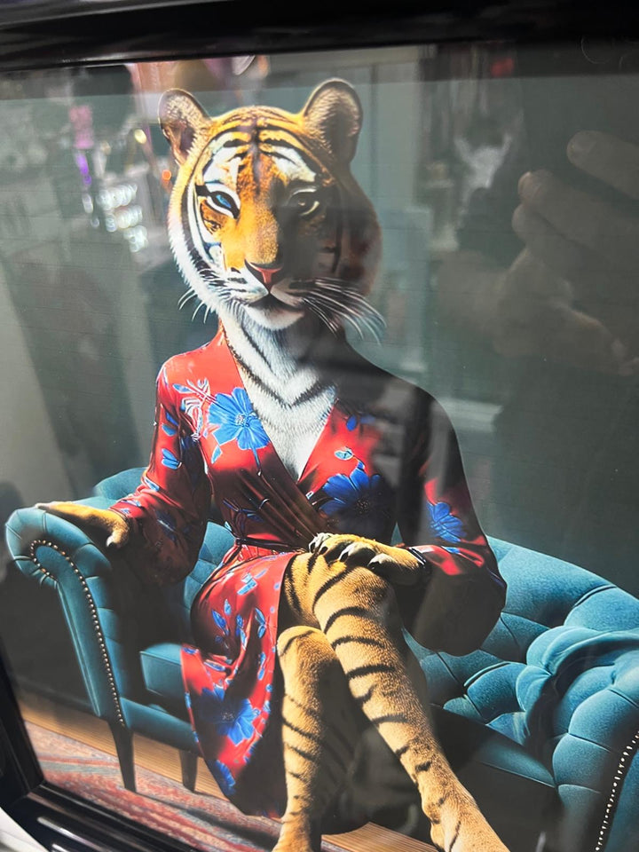 Tiger Green/Tigress Blue Floral Suit Quirky Framed picture