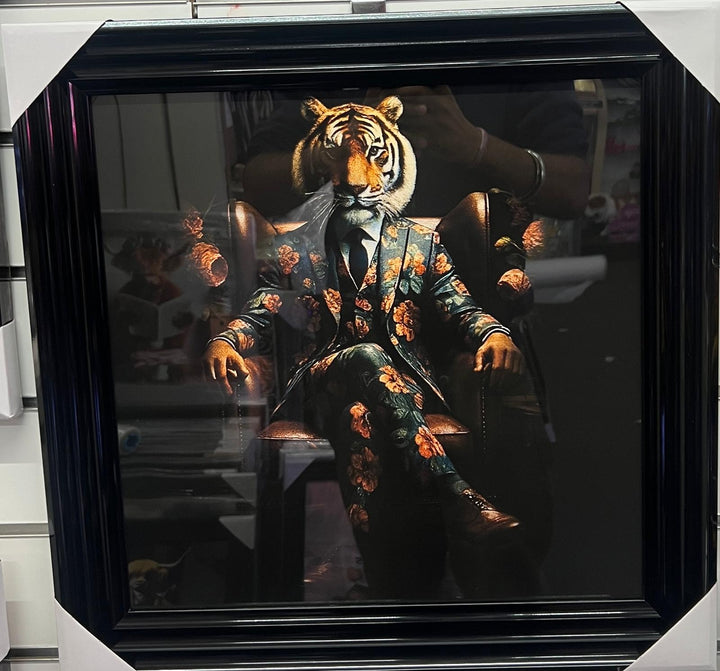 Tiger Green/Tigress Blue Floral Suit Quirky Framed picture