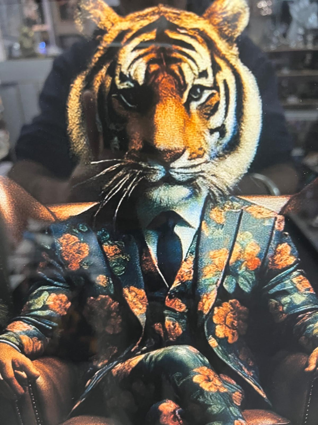 Tiger Green/Tigress Blue Floral Suit Quirky Framed picture