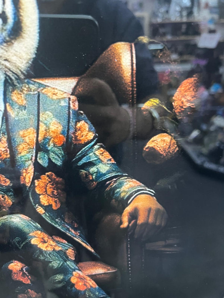 Tiger Green/Tigress Blue Floral Suit Quirky Framed picture