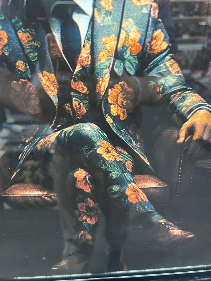 Tiger Green/Tigress Blue Floral Suit Quirky Framed picture