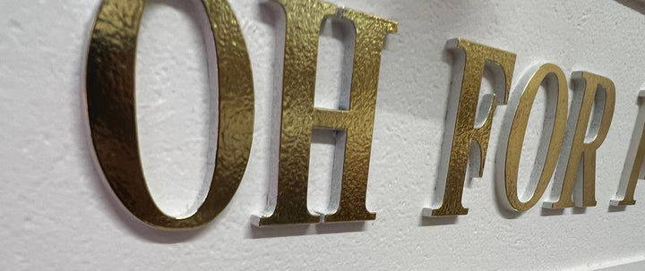 White Wooden Plaque with 3D Gold Letters – Freestanding Quirky Home Décor Sign